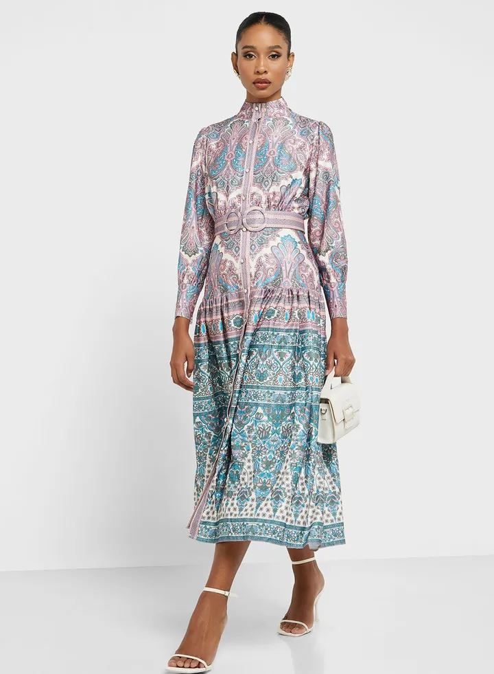 Waistband Printed Dress