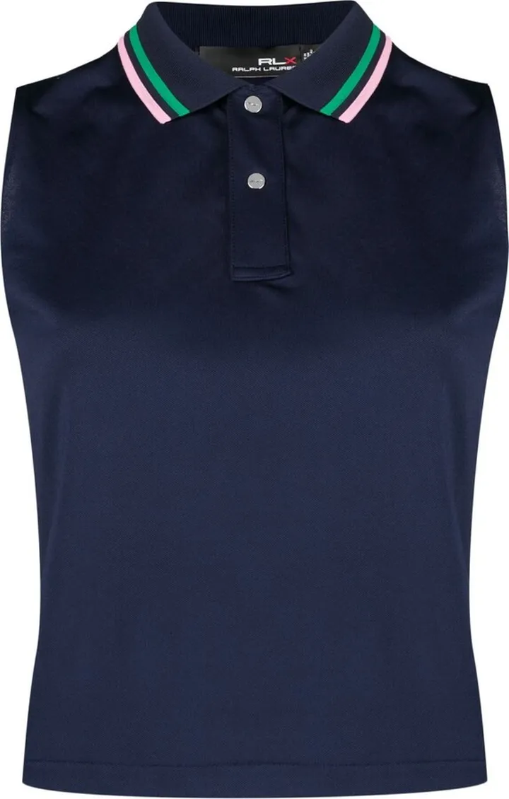 Stripe-Collar Golf Top