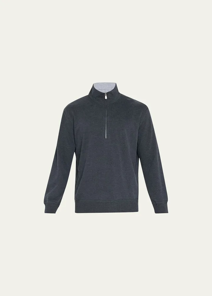 Men's Quarter-Zip Cotton-Stretch Sweater