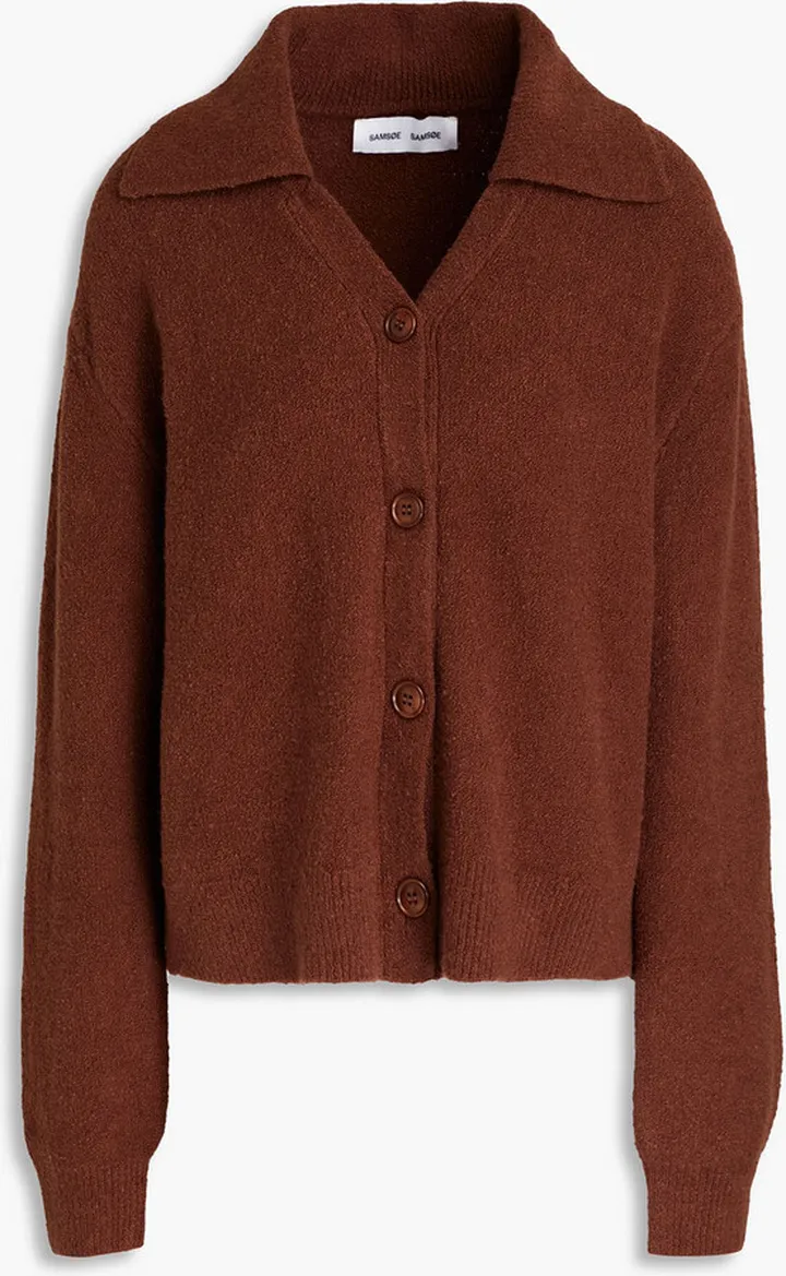 Bouclé-knit organic cotton-blend cardigan