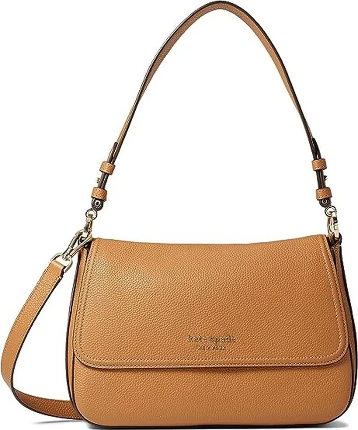 Kate Spade New York New Core Pebble Pebbled Leather Medium Convertible Flap Shoulder Bag (Bungalow) Handbags