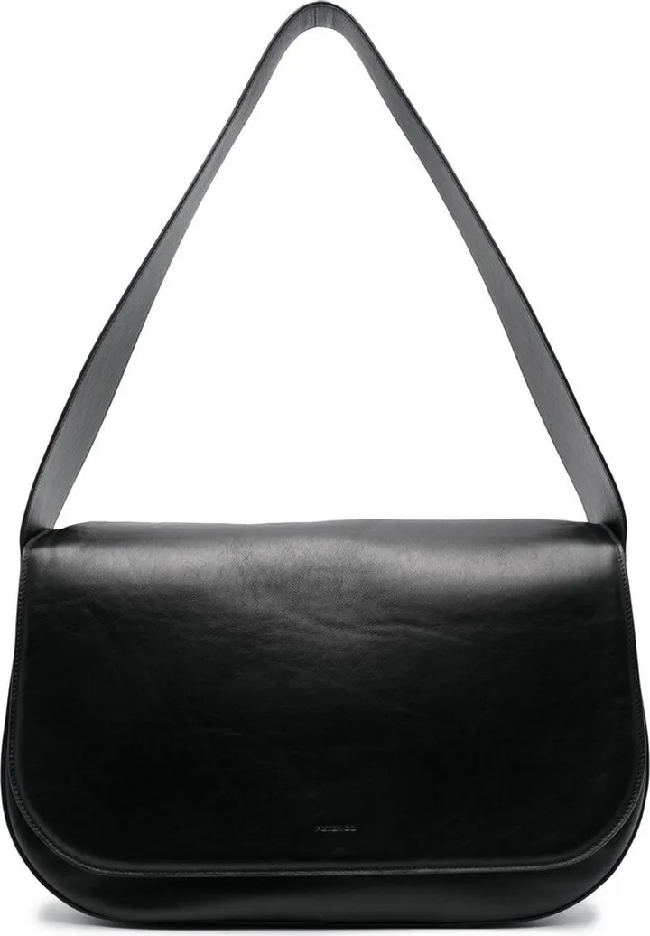 Debossed-Logo Leather Shoulder Bag