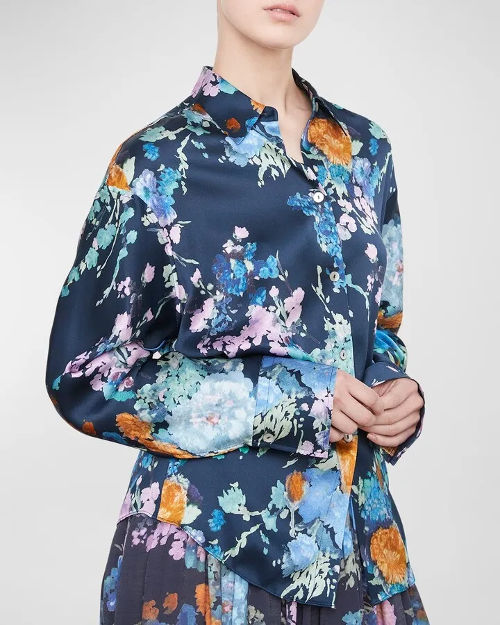 Painted Bouquet Sculpted Long-Sleeve Shirt