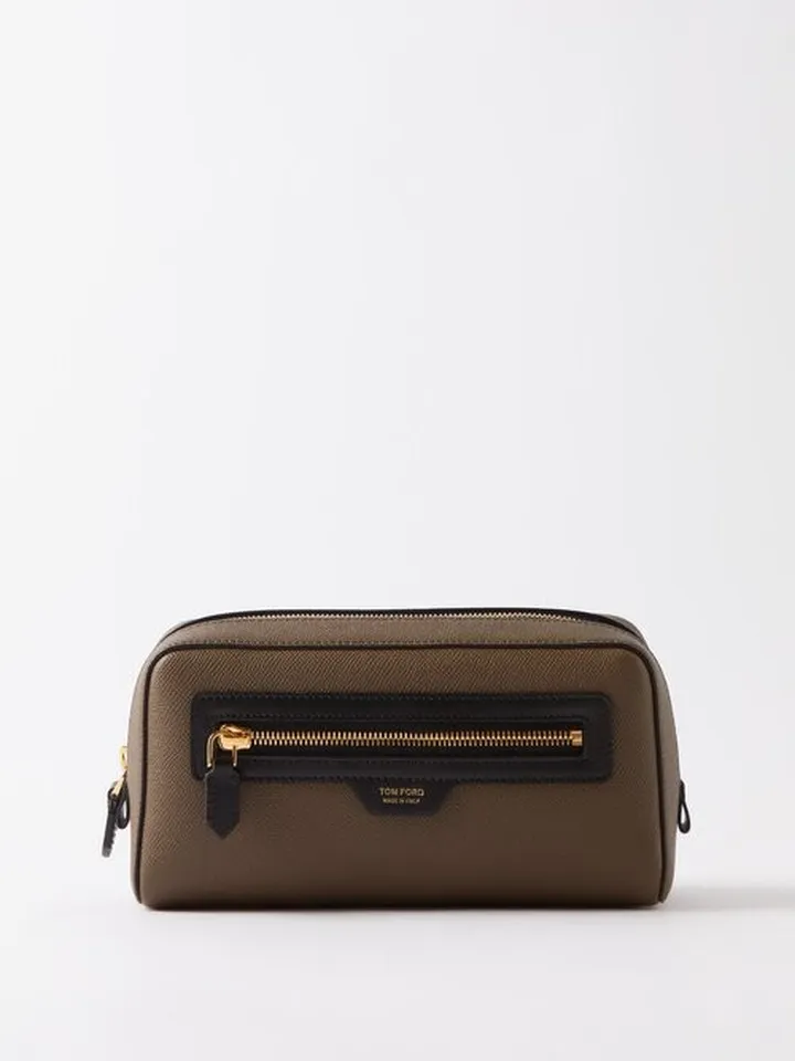 Grained-leather Washbag