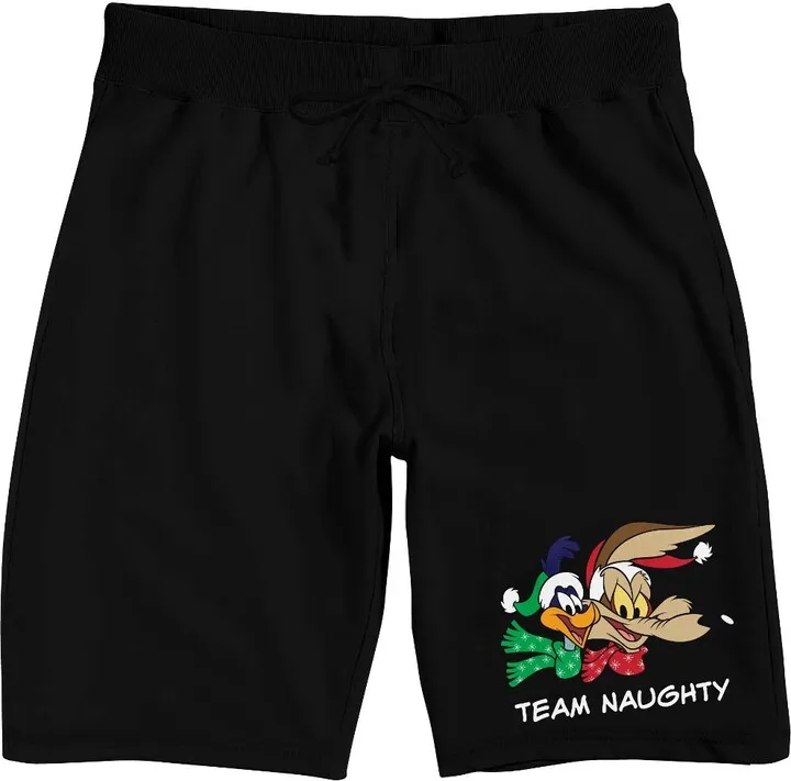 Looney Tunes Team Naughty Men’s Black Sleep Pajama Shorts-Large