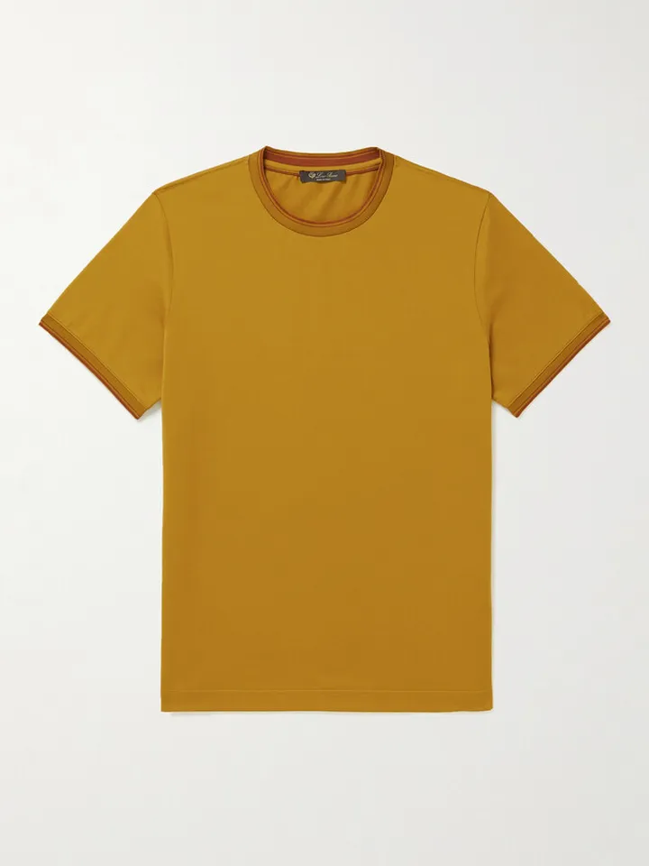 Contrast-Tipped Sea Island Cotton-Piqué T-shirt