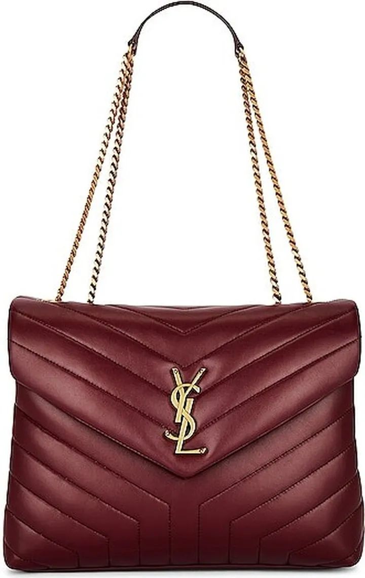 Saint Laurent Medium Loulou Chain Bag in Burgundy
