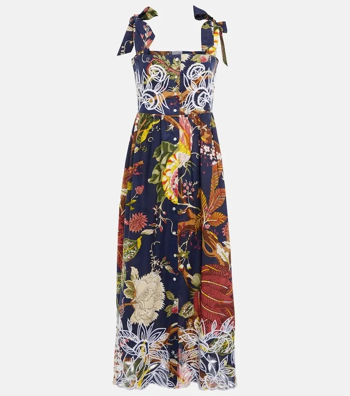Printed cotton midi dress