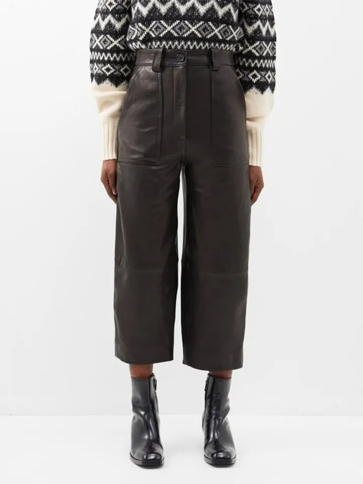 Hewey Cropped Leather Trousers
