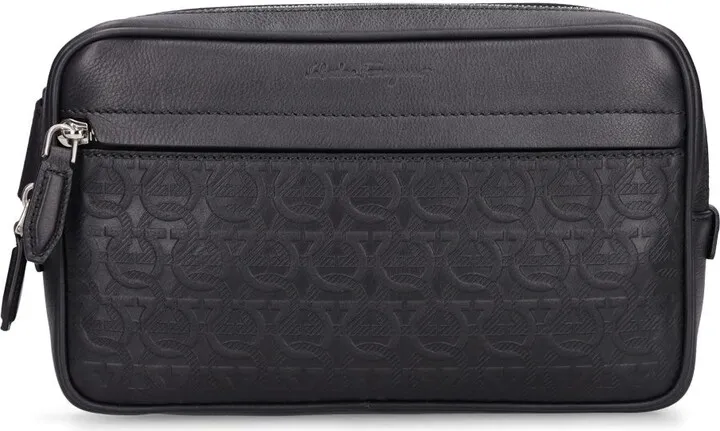 Logo embossed leather belt bag