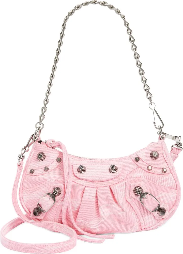 Mini Le Cagole Denim Logo Crossbody Bag