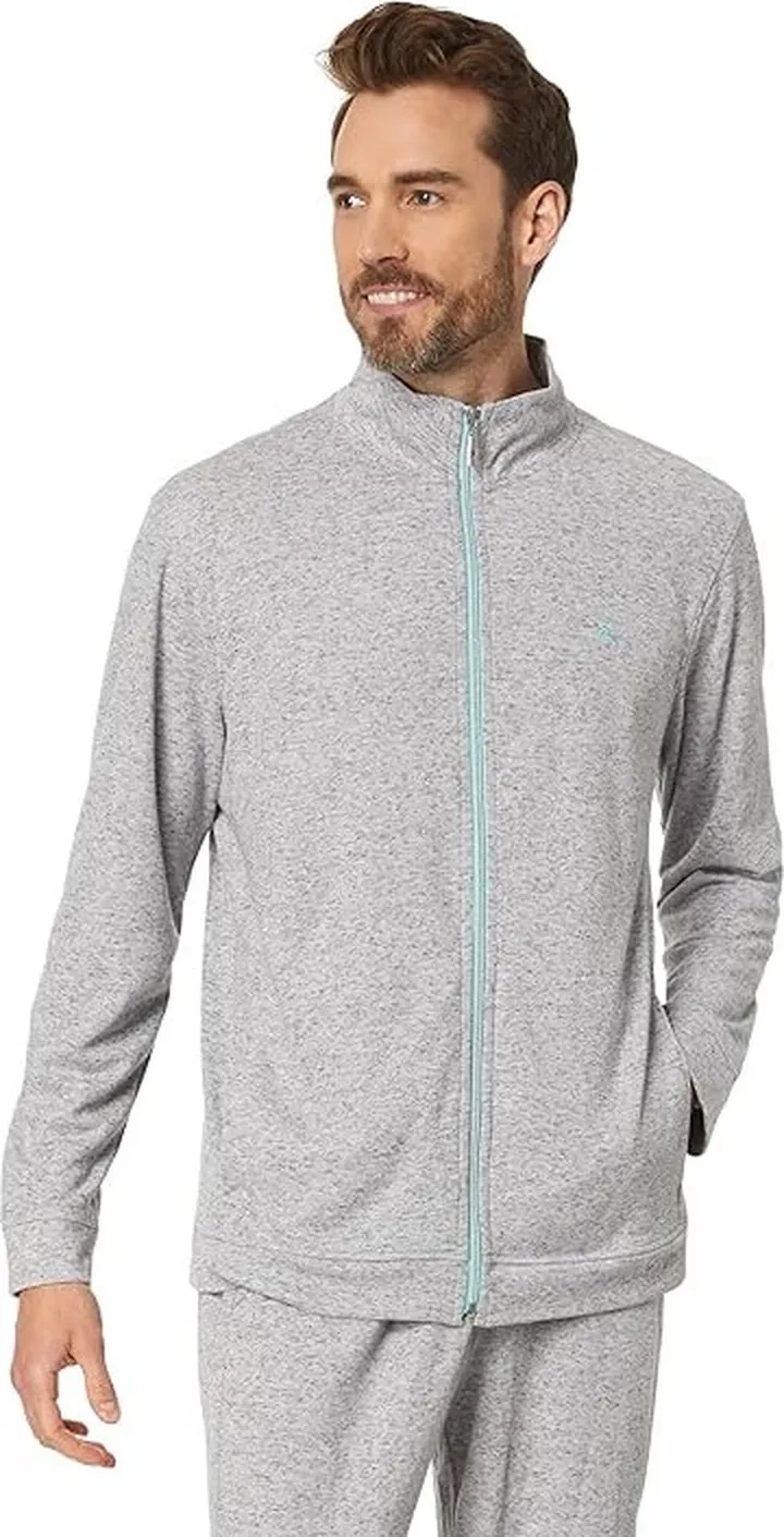 Tommy Bahama Pique Zip Top (Grey) Men's Pajama
