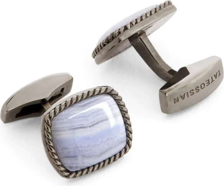 Tateossian Sterling Silver And Agate Cufflinks