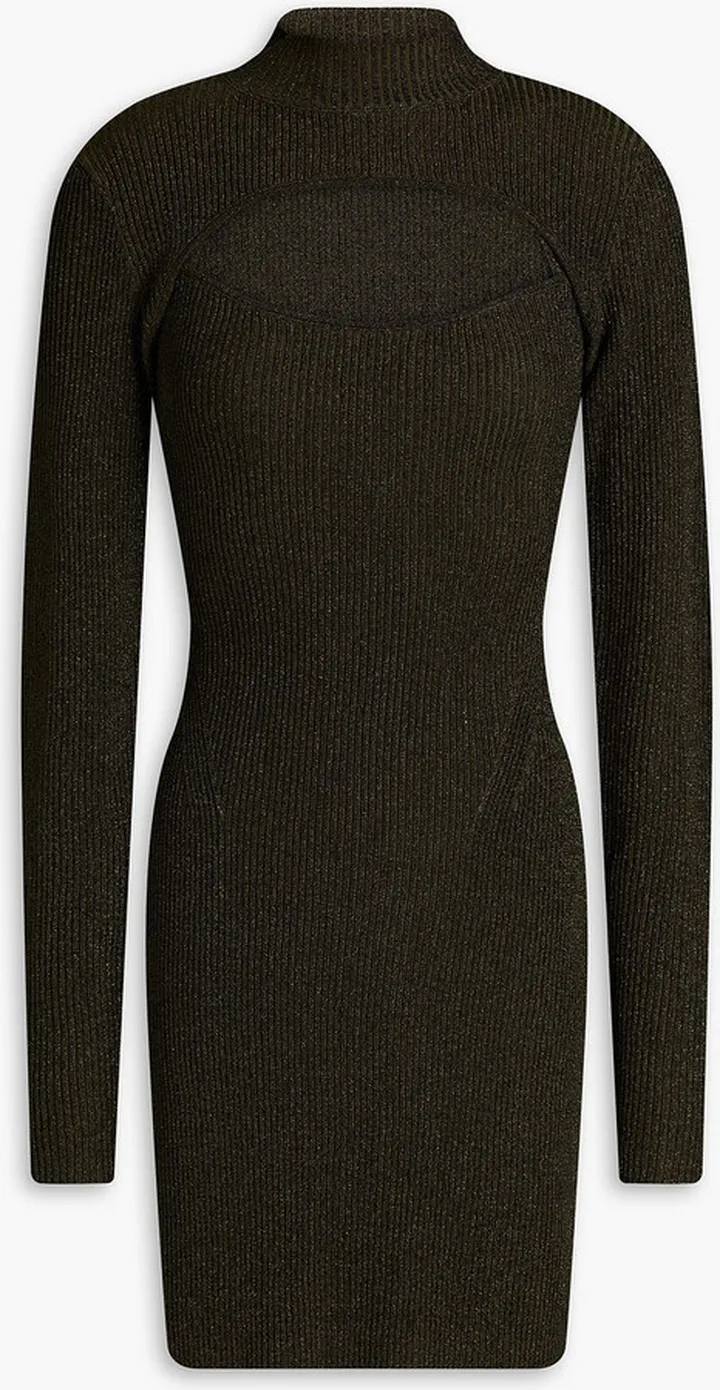 Evita metallic ribbed-knit shrug and mini dress set