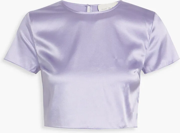 Cropped stretch-silk satin pajama top