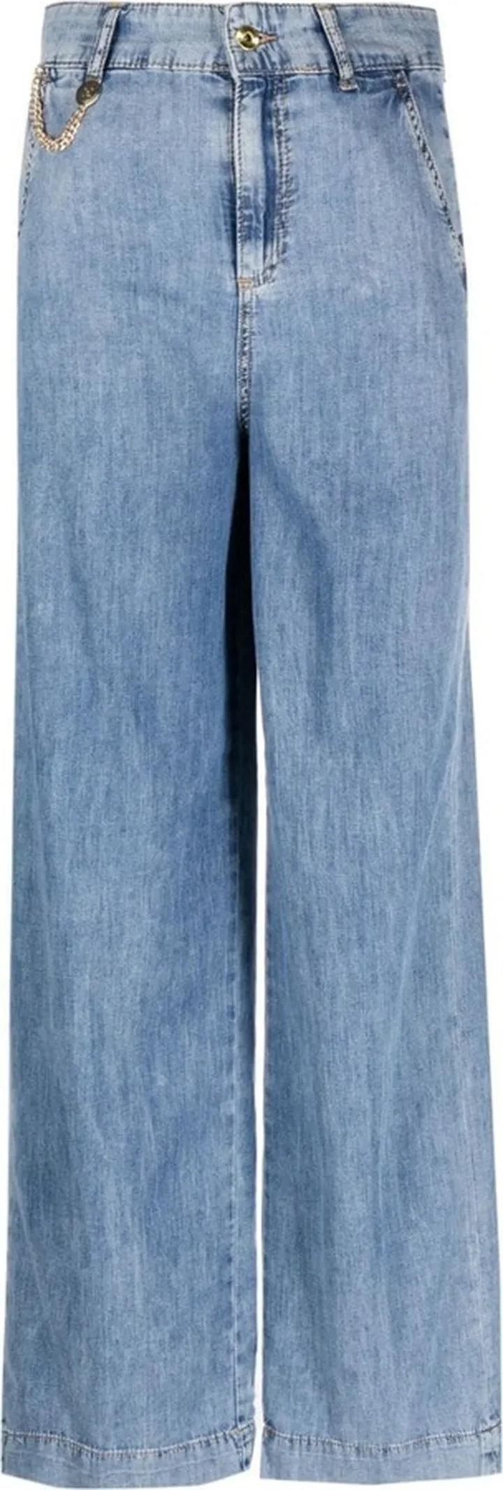 Chain-Link Detailing Wide-Leg Jeans
