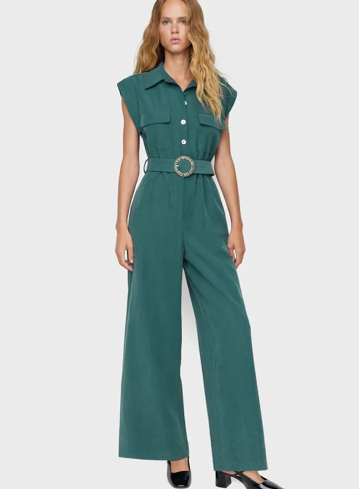 Pocket Detail Belted Jumpsuit