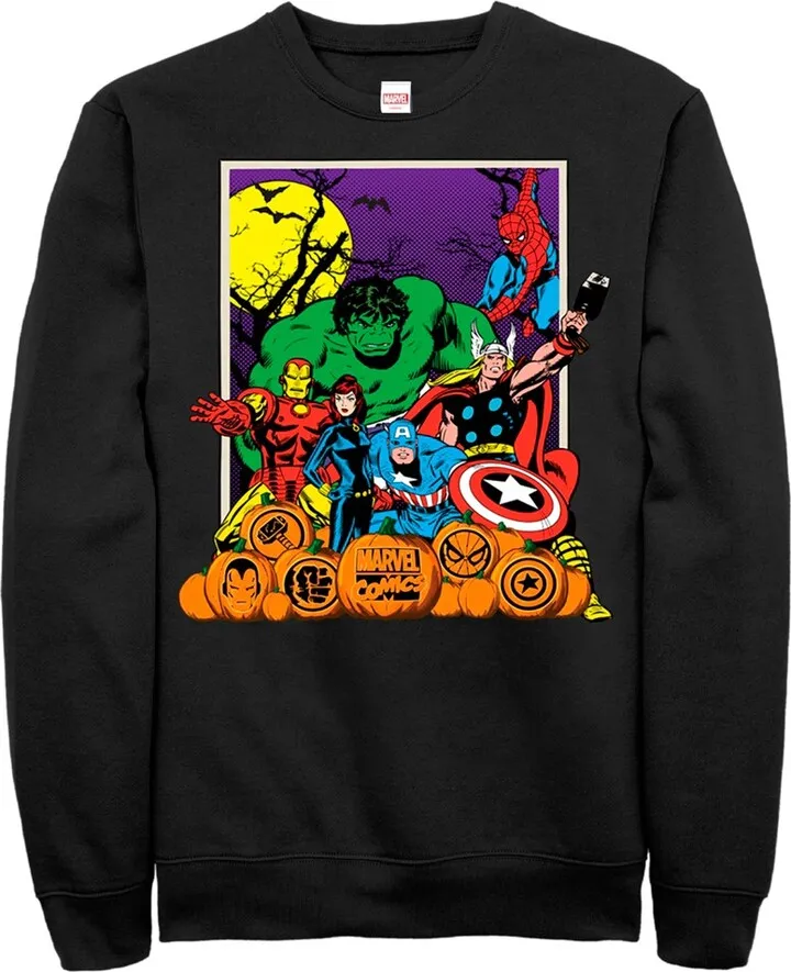 Men's Marvel Halloween Avengers Scene Sweatshirt - Black - 2X Large