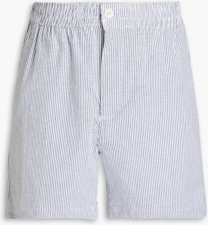 Striped cotton-blend seersucker shorts