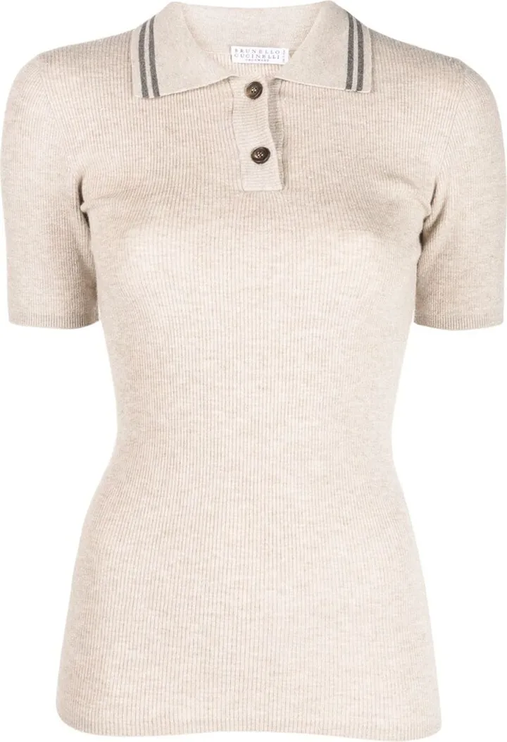 Ribbed-Knit Polo Shirt