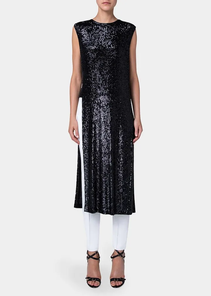 Sequin Long Tunic with Side Slits