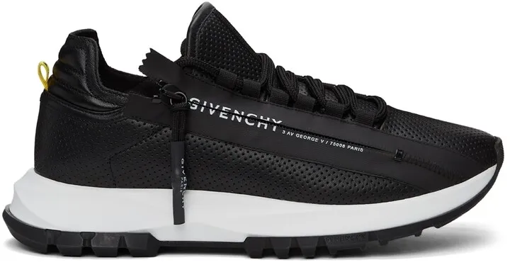 Givenchy Black Perforated Leather Spectre Runner Zip Low Sneakers