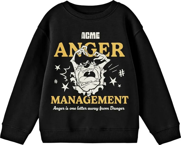 Looney Tunes ACME Anger Management Crew Neck Long Sleeve Black Boy’s Sweatshirt-XS