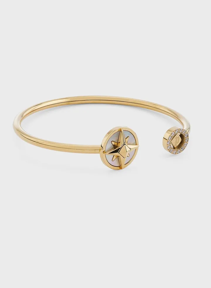 Bangle With Mother Of Pearl Inlay & Crystal