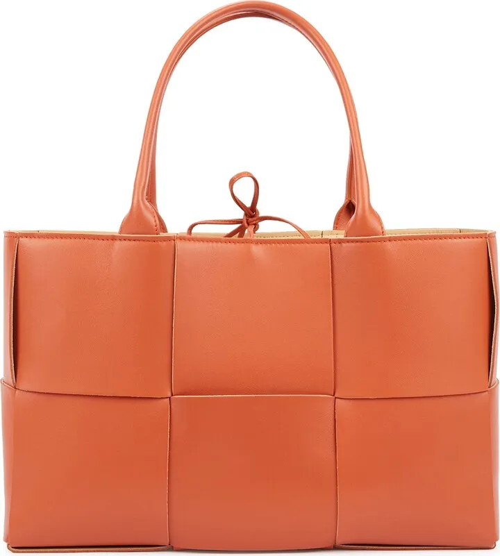 Bottega Veneta Arco Intrecciato Medium Orange Leather Tote