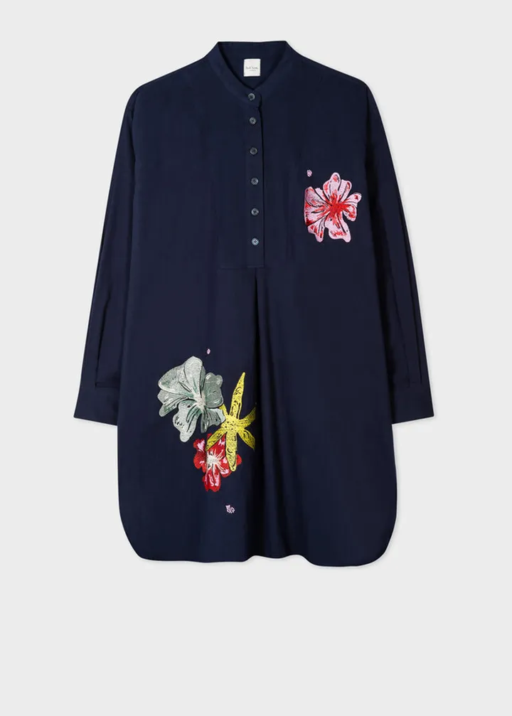 Women's Navy Cotton 'Sea Floral' Tunic