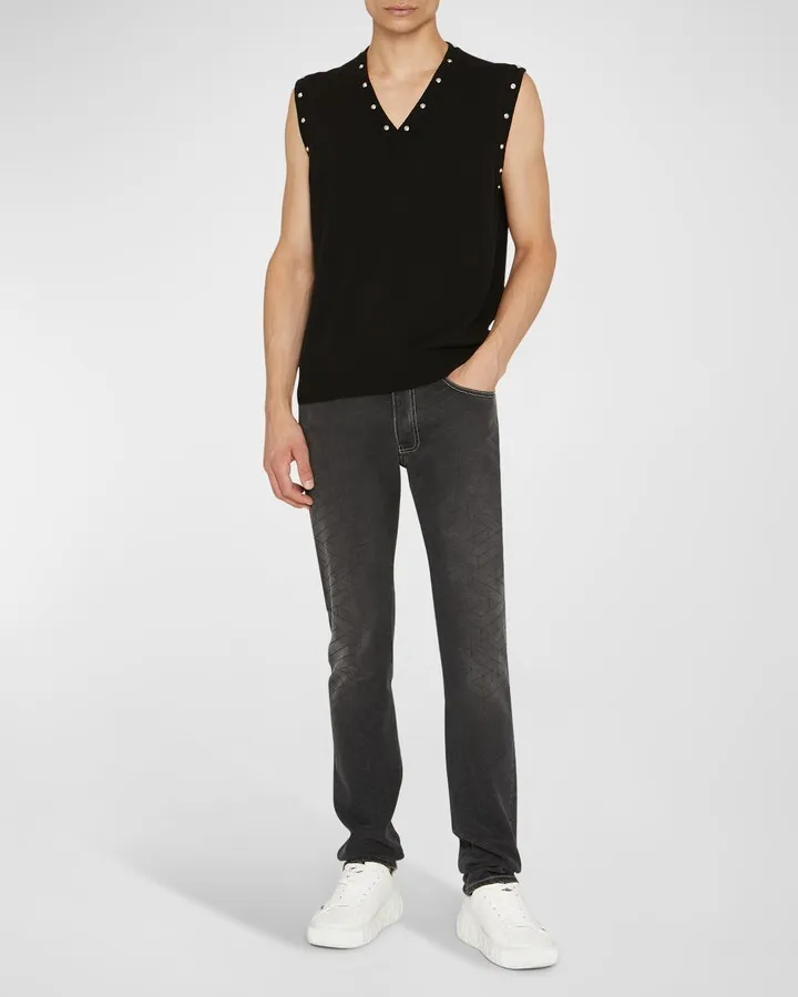 Men's Studded V-Neck Sweater Vest