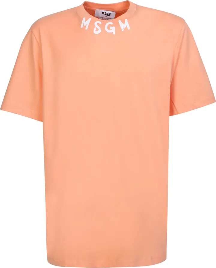 Logo Neck Orange And Black T-shirt