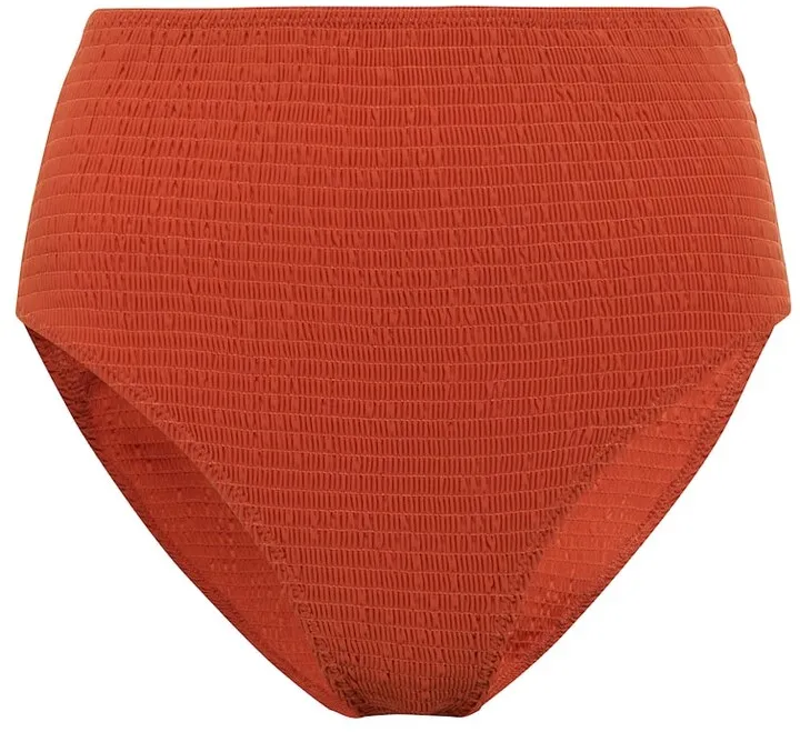 Smocked high-rise bikini bottoms