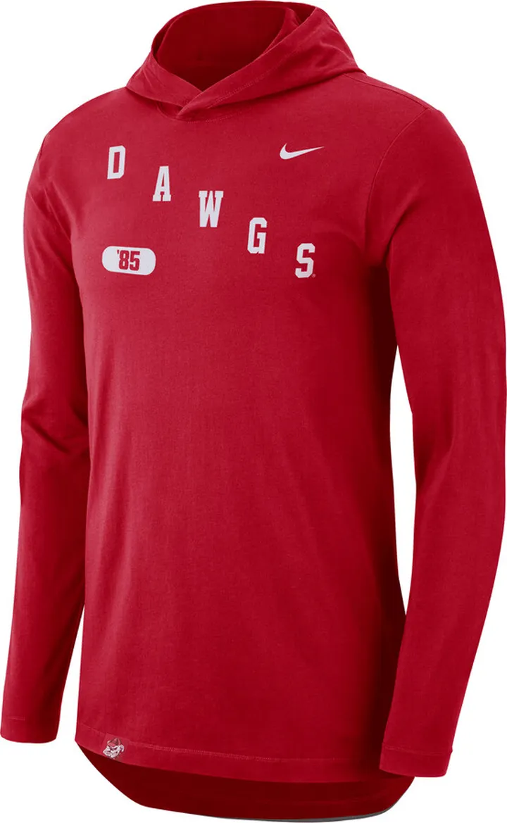 Georgia Nike Men's Dri-FIT College Hooded Long-Sleeve T-Shirt in Red