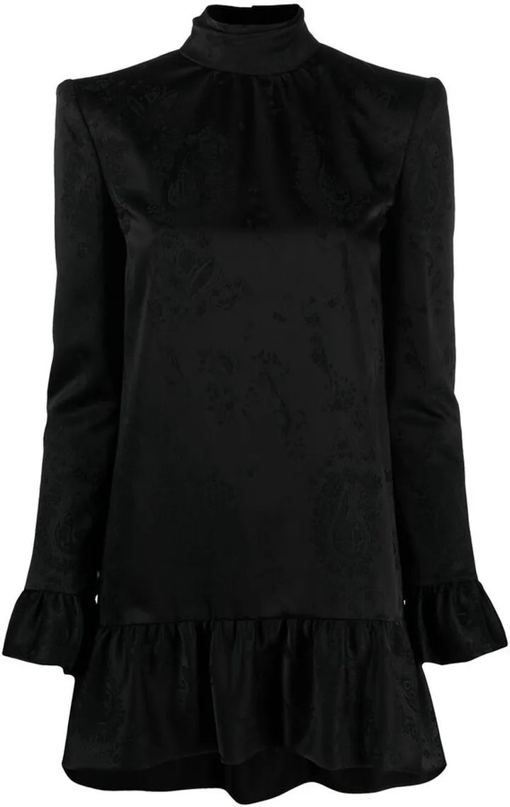 Flared-Hem Jacquard Dress