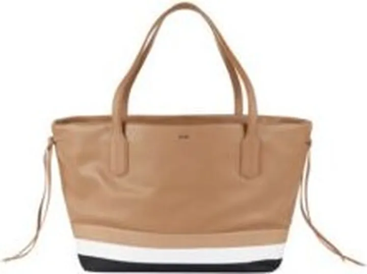 Faux-leather shopper bag with signature stripe