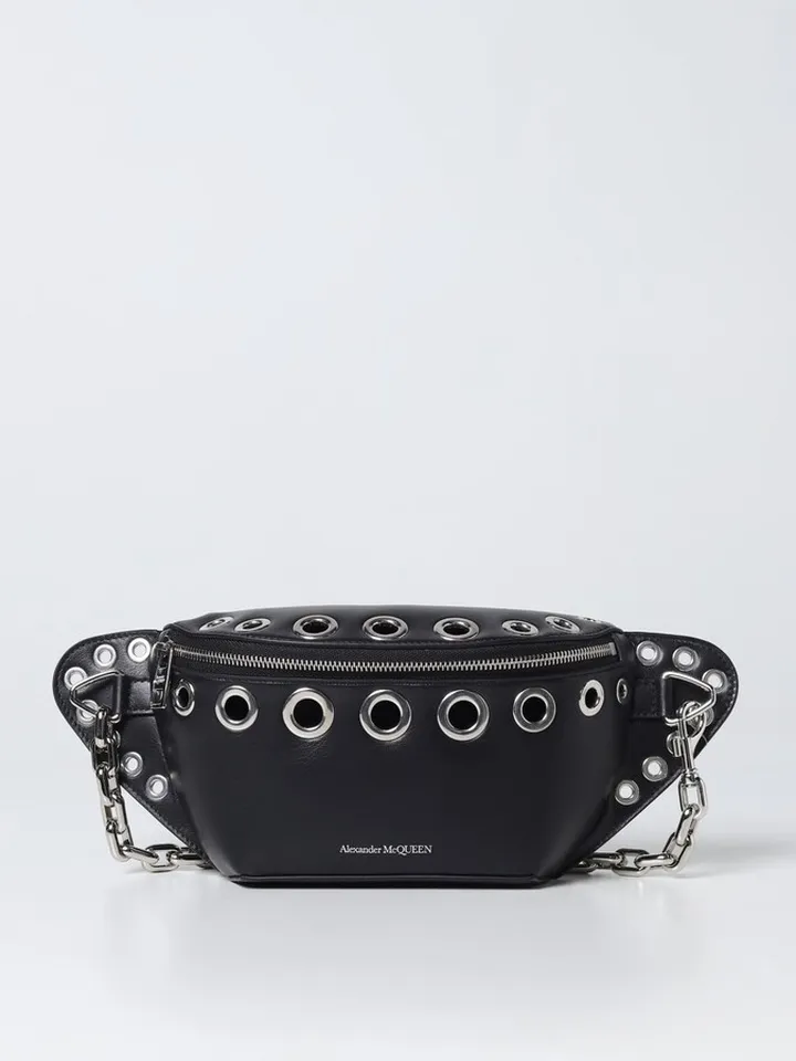 Alexander Mcqueen Biker pouch in smooth leather