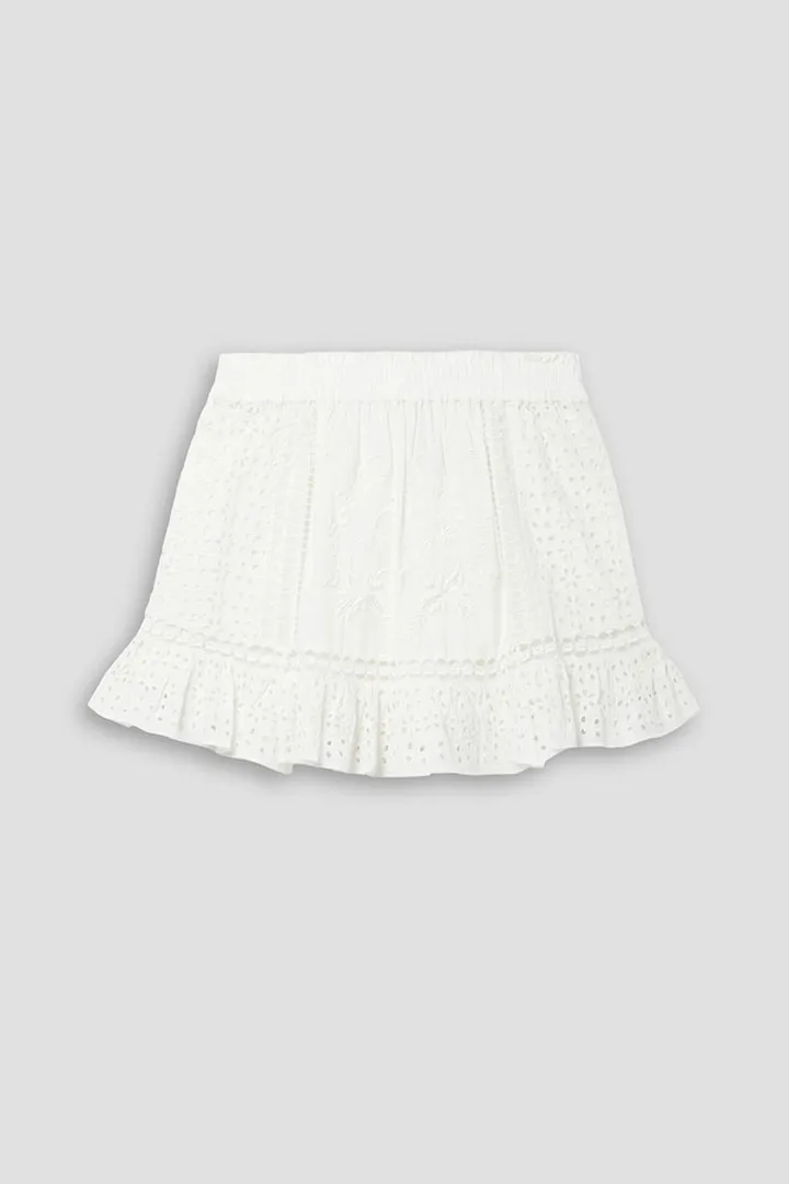 Baydar embroidered broderie anglaise cotton-voile mini skirt