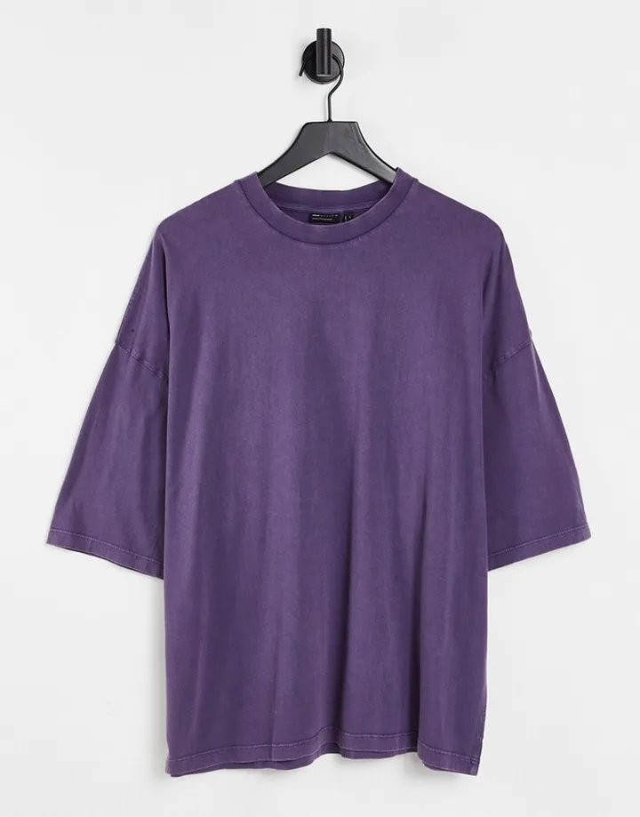 ASOS DESIGN oversized t-shirt in purple cotton blend acid wash - PURPLE