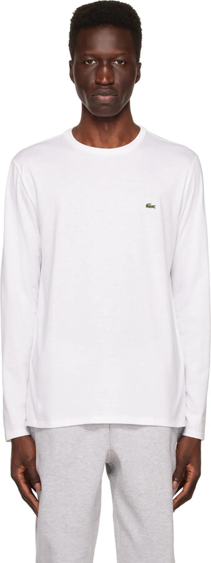 Lacoste White Crewneck Long Sleeve T-Shirt