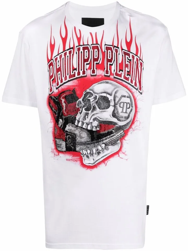 Skull On Fire short-sleeve cotton T-shirt