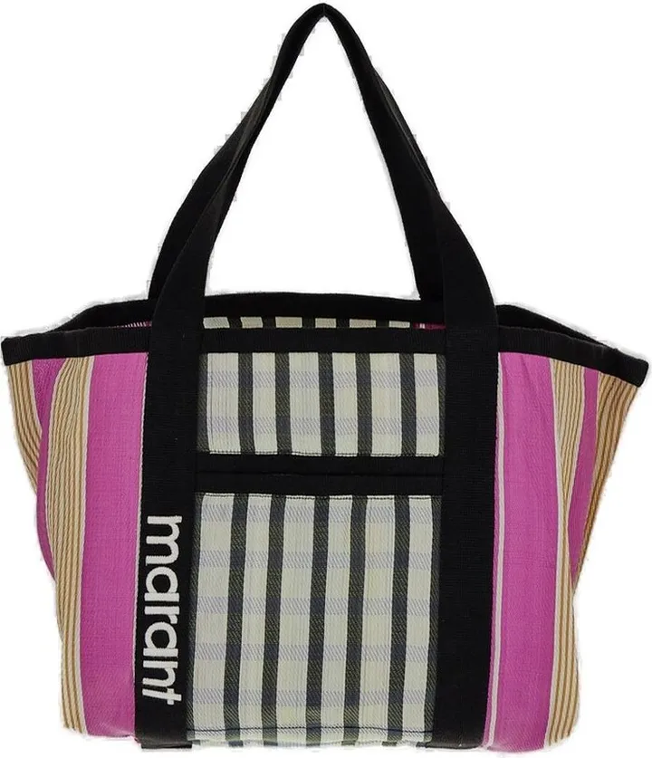 Isabel Marant Logo Embroidered Striped Tote Bag