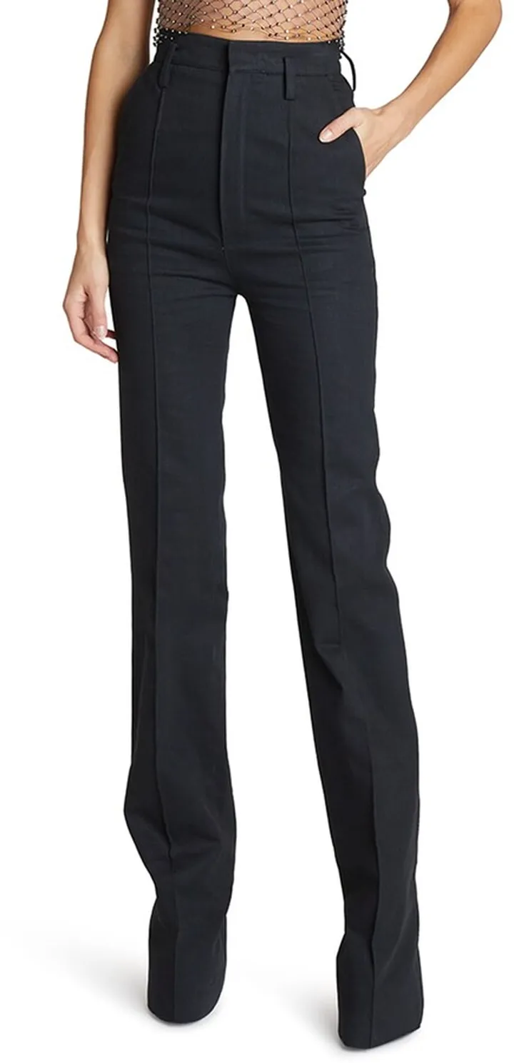 High-Waist Denim Flared Pants