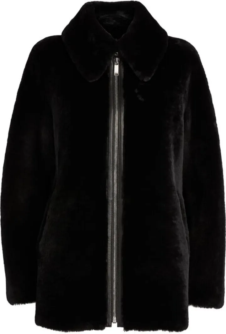 Claudie Pierlot Reversible Leather Zip-Up Coat