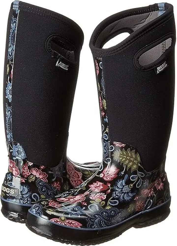 Bogs Classic Winter Blooms Tall (Black Multi) Women's Shoes