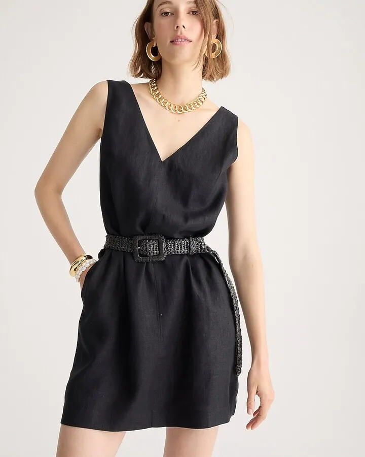 Tall Maxine V-neck shift dress in linen