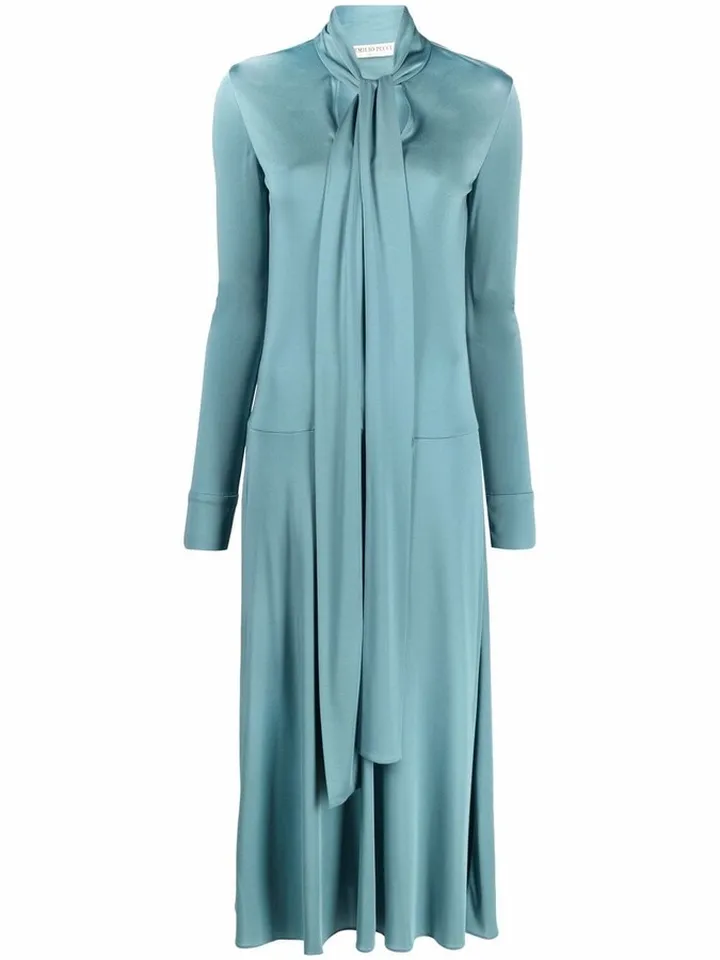 Scarf-Tie Drop-Waist Midi Dress