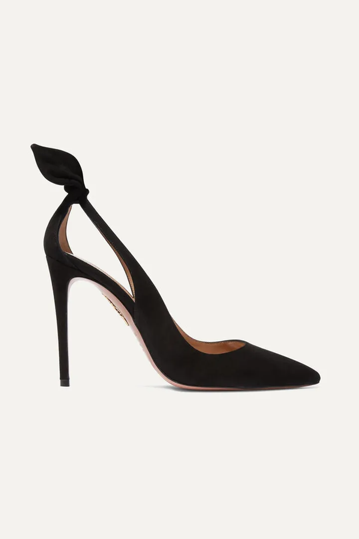 Aquazzura - Bow Tie 105 Suede Pumps - Black