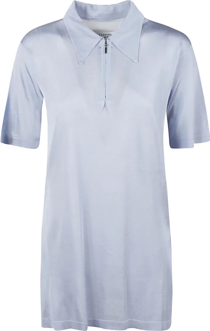 Side Slit Zipped Placket Polo Shirt