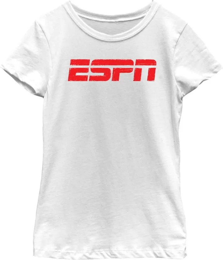 Girl's ESPN Red Crayon Logo T-Shirt - White - Medium